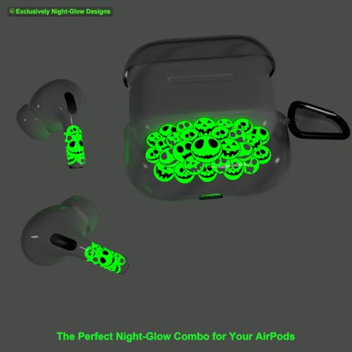 RockMax Glow-in-The-Dark AirPods 4 Case 2024, Spooky Air Pod 4 Case Skin Set, Unique Light-Up Funda para AirPods 4, Cool AirPod Cover with Keychain, Effortless MagSafe