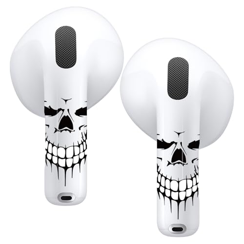 RockMax for AirPods 4 Skin,Black Skull Decal Sticker for Air Pods 4th Gen, Compatible with AirPod 4 Case 2024, Durable Tattoo Wrap, Easy to Apply