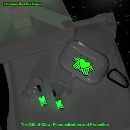 RockMax Glow-in-The-Dark AirPods 4 Case 2024, Spooky Air Pod 4 Case Skin Set, Unique Light-Up Funda para AirPods 4, Cool AirPod Cover with Keychain, Effortless MagSafe