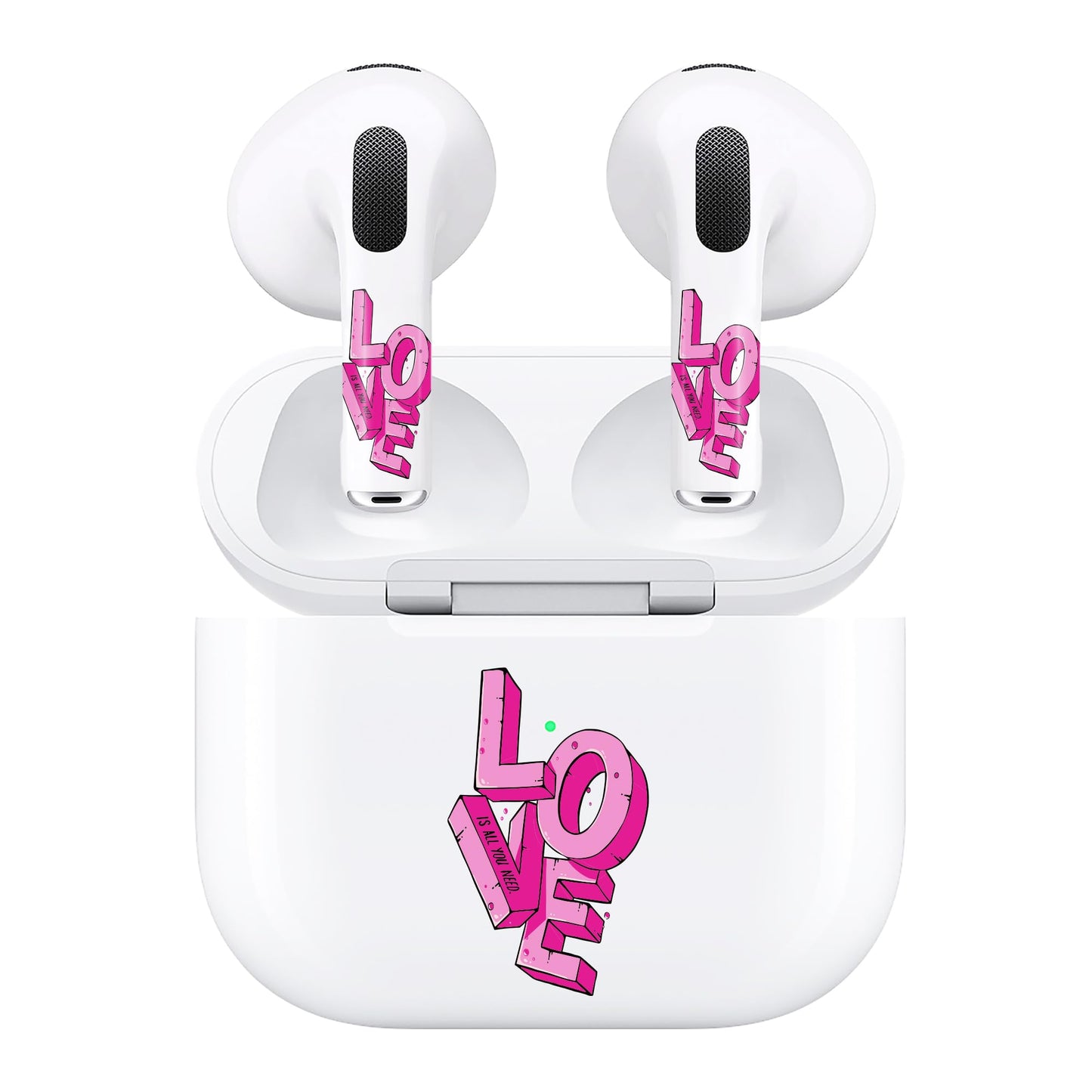 RockMax for AirPods 3rd Generation Decal Sticker, Pink Love AirPod Skins for Airbuds and Charging Case, Durable Wrap, Easy to Apply, for Teens and Adults