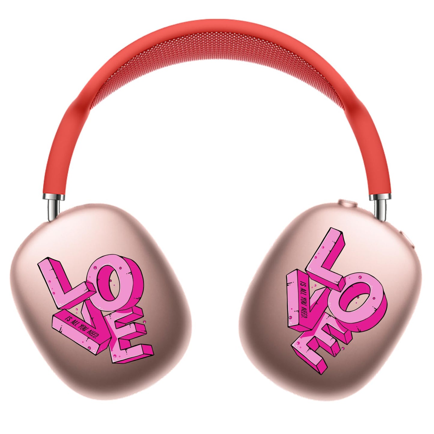 ROCKMAX Pink Sticker Accessories for AirPods Max, Love Decal Skin for Headphones, Stylish Accessories Gift for Women and Girls, Compatible to Transparent AirPods Max Case Cover, with Cleaning Kit