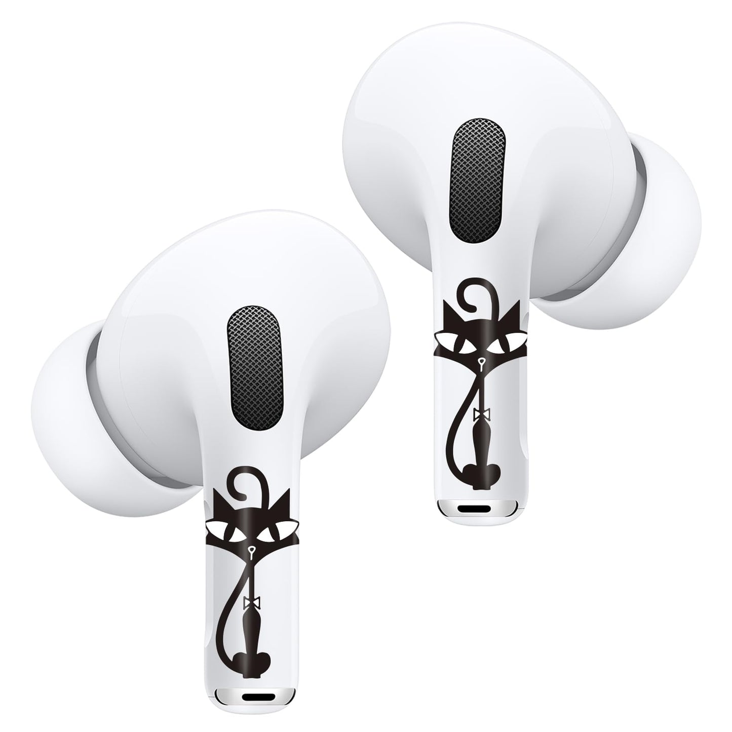 RockMax for AirPods Pro Skin, Black Decal Stickers for Ear Buds, DIY Cat Tattoos for AirPods Pro 2nd Generation, Long-Lasting, Easy to Apply, Present for Women and Men