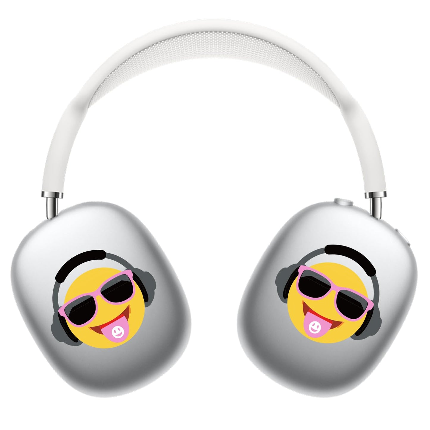 ROCKMAX Yellow Smiley Face Sticker Cover for AirPods Max, Cute Decal Skin for Headphones, Black Headset Customization for Adults and Teens, Unique Accessories Gift with Cleaning Kit
