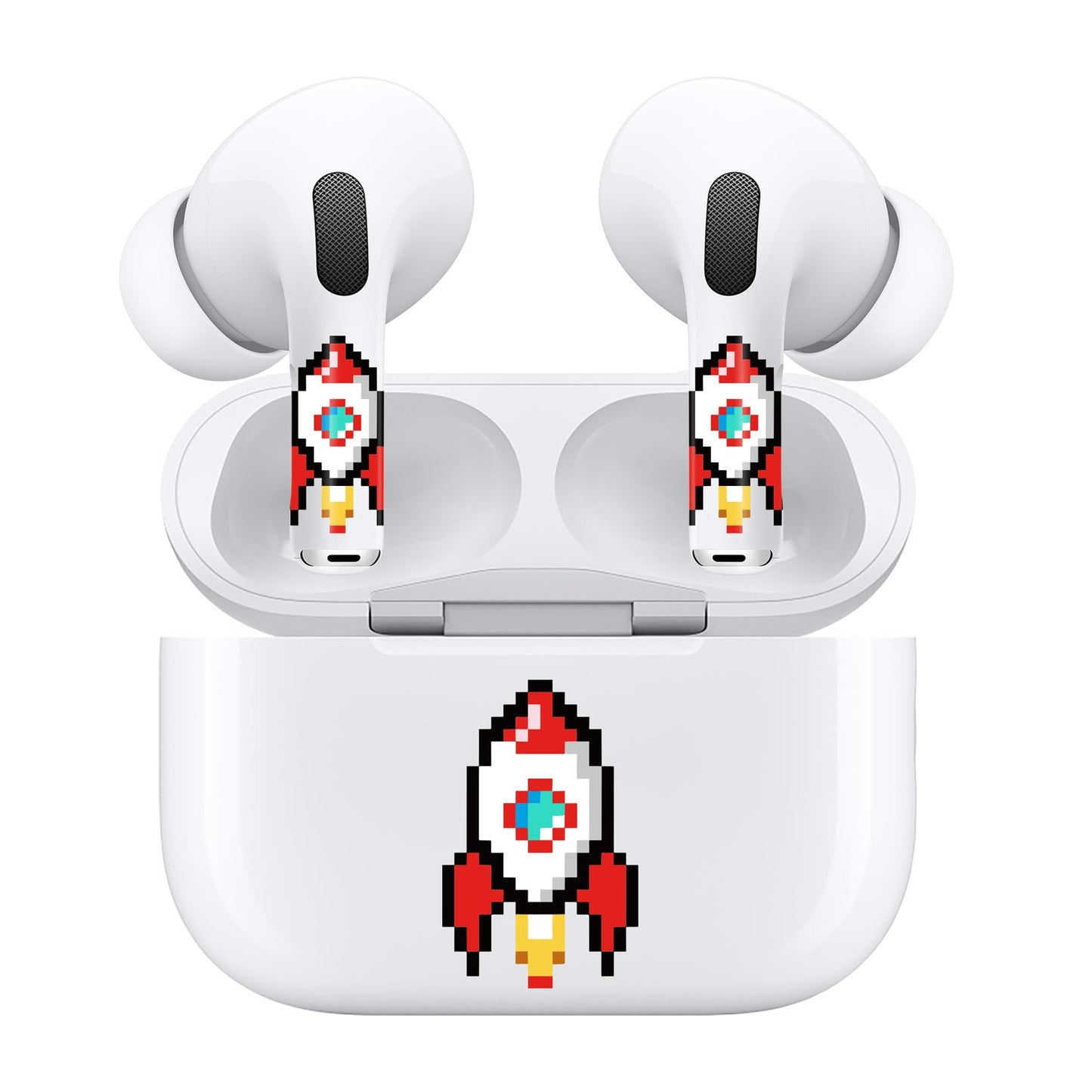 RockMax for AirPods Pro 2nd Generation Skin, Waterproof Vinyl Stickers for Earbuds and Charging Case, Rocket Decal Wrap, Gift for Women and Men