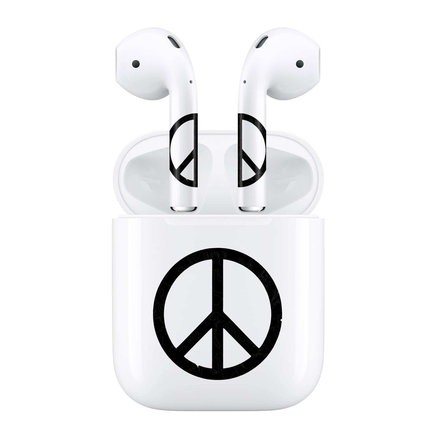 RockMax for AirPods 2nd Generation Skin, Black Peace Sign Vinyl Decal Stickers for AirPods 2 and Charging Case, Easy to Apply Wrap, Gift for Teens