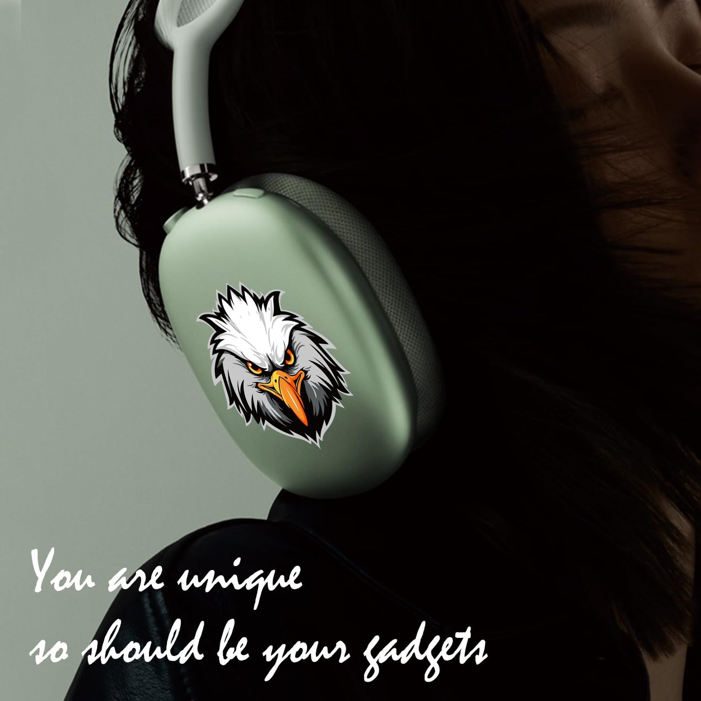 ROCKMAX Eagle Design Sticker Accessories for AirPods Max, Cool Skin Wrap for Wireless Over-Ear Headphones, Compatible with Transparent AirPods Max Case Cover, with Cleaning Kit