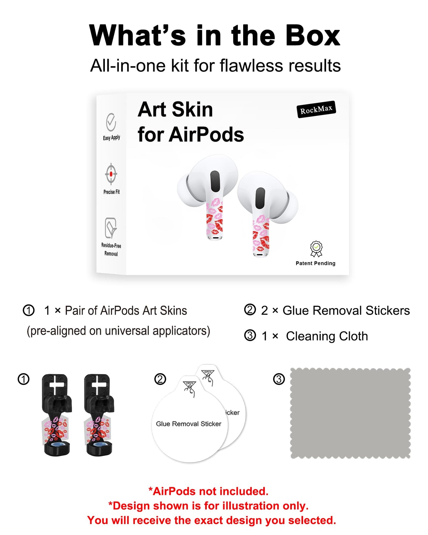 RockMax Glowing Heart Skin for AirPods, Easy to Identify, Universal Sticker Wraps for AirPods Pro 3/2/1 and Gen 1/2/3/4, Cute Earbud Accessories