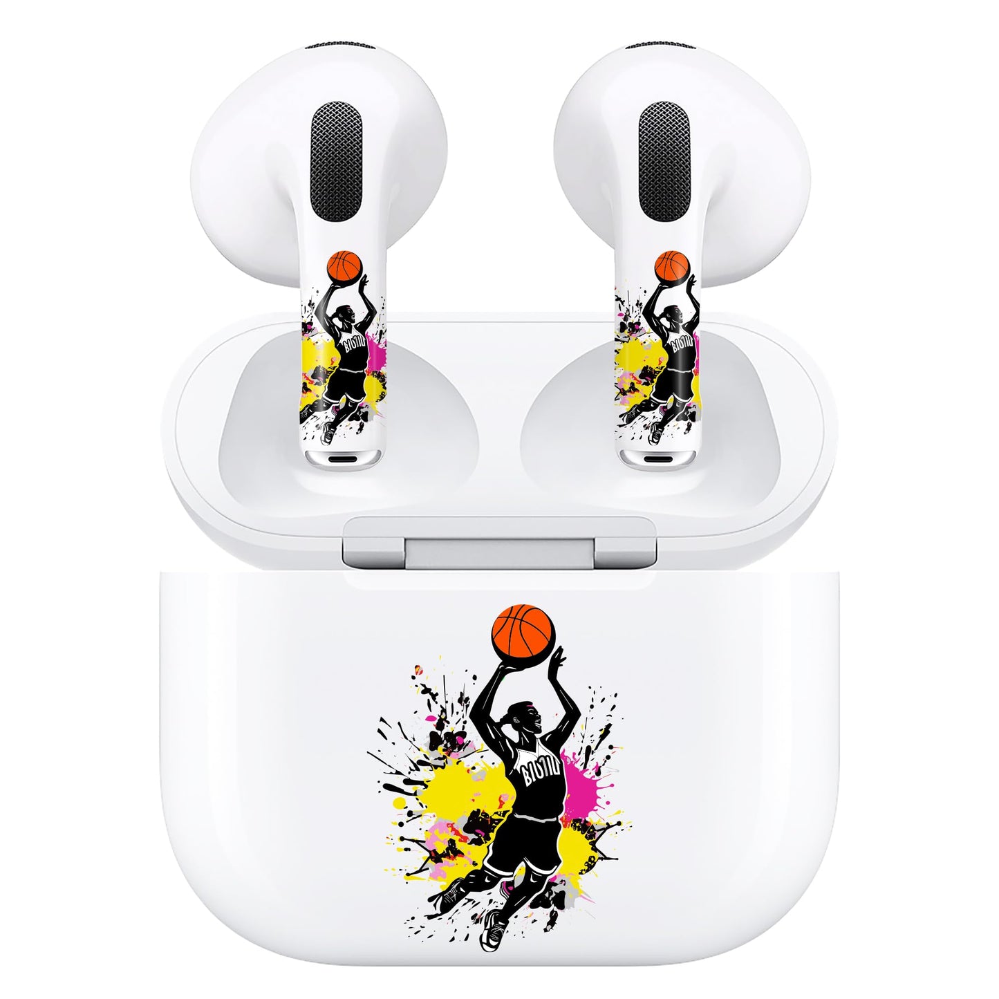 ROCKMAX Basketball Accessories for AirPods 3rd Generation, Sporty Decal Skin Sticker for Earphones and Charging Case, Earbuds Case Cover Wrap for Men and Teens, with Cleaning Kits