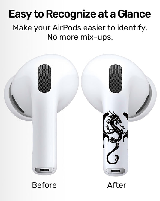 RockMax Universal Stickers for AirPod, No More Mix-Ups, for AirPods Pro 3/2/1 and Gen 1/2/3/4, Black Rock Skin Cover, Custom Gift for Women and Teens