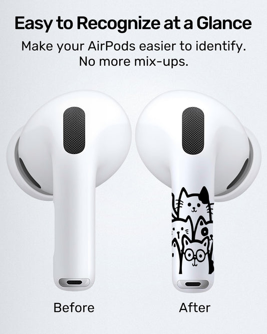 ROCKMAX for AirPods Pro 2 Skin Accessories, Black Cats Sticker Wrap, Easy to Identify Your Earbuds, for Boys and Girls, Compatible with AirPods 1/2/3/4 & Pro 1/2/3, Case-Friendly