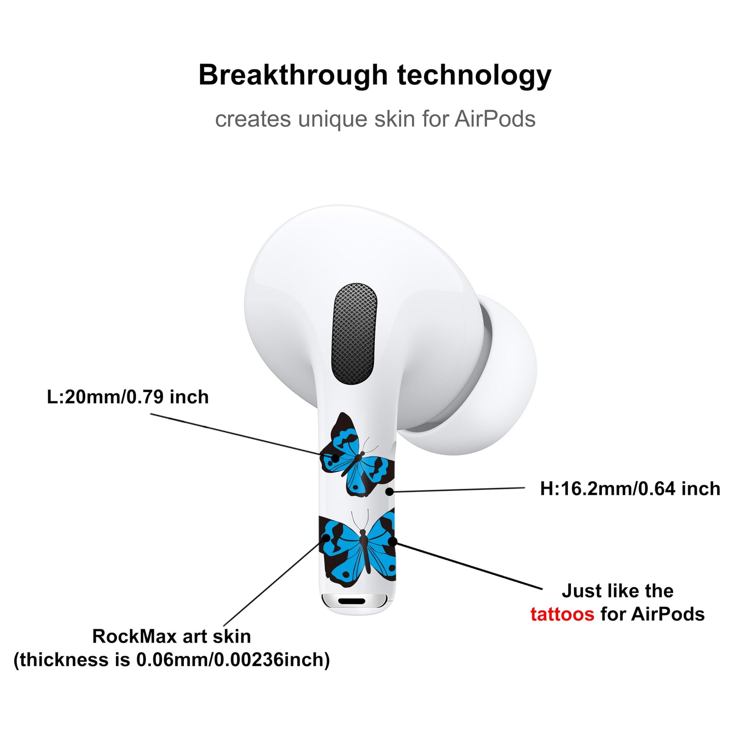 RockMax for AirPods Skin, Eiffel Tower Decal Stickers for Air Pods Pro, Black Wrap Tattoos for AirPods 2nd Generation, Waterproof, No Bubble, Ideal Gift for Kids and Adults