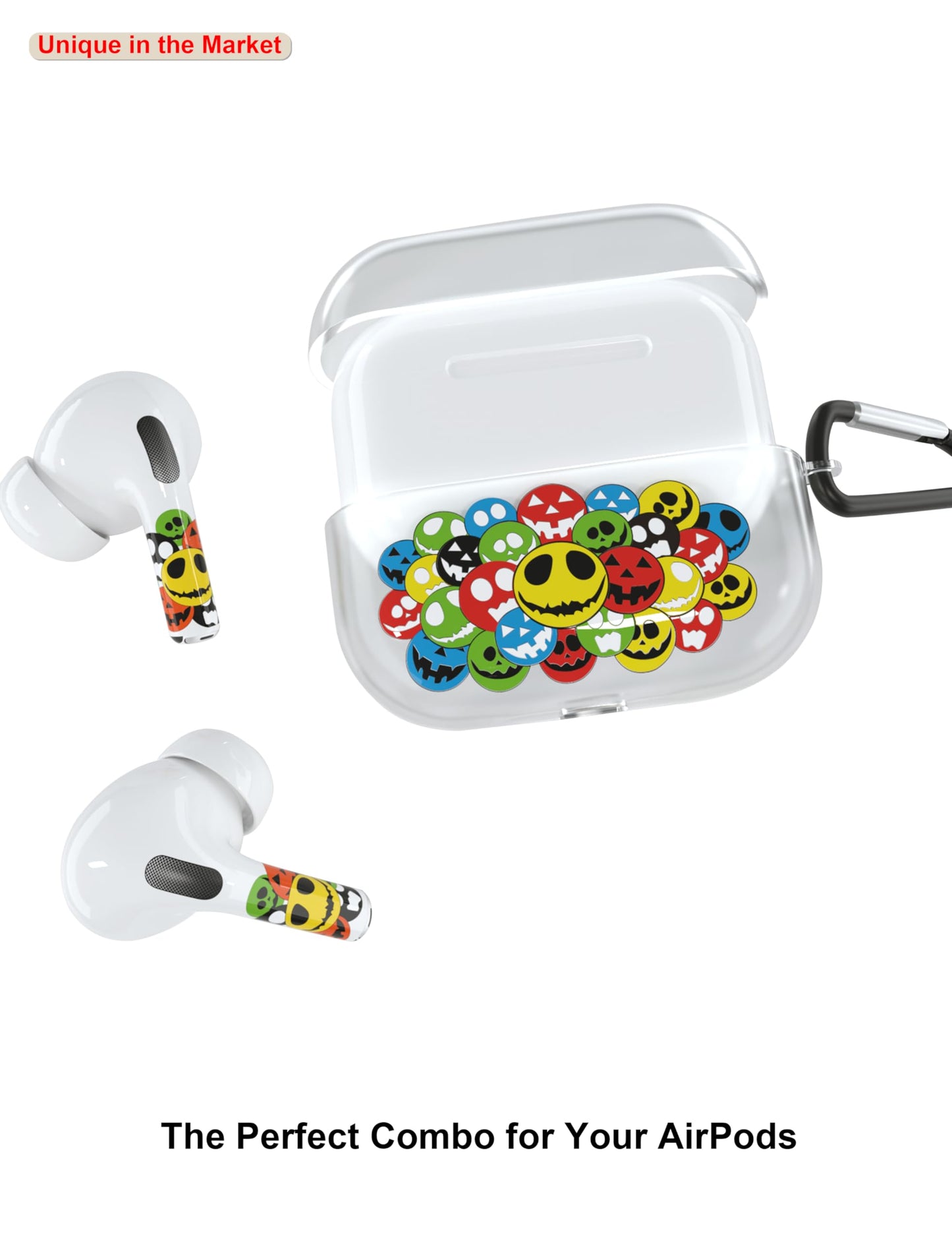 RockMax for AirPod 3rd Generation Case Cute, Clear Case with Black Keychain and Stylish Decal Stickers, Durable Rocket Skin Wrap, Easy to Apply, for Teens and Women