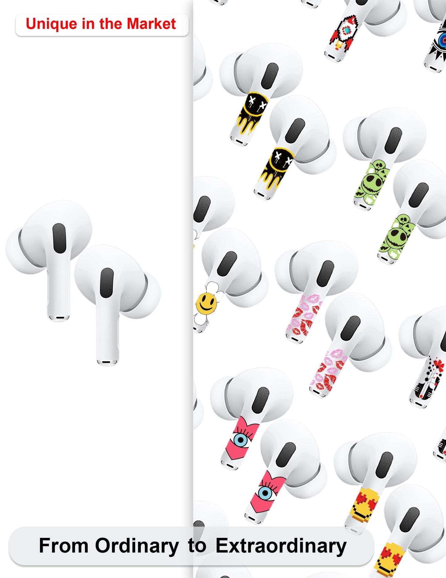 ROCKMAX AirPods Pro Skin Wrap, Customized AirPods Pro 2 Skin and Accessories for Women, Red Lip AirPods Sticker for Your Air Pods Decoration, with Installation Tool (HC 153)