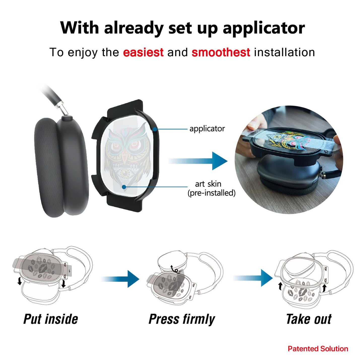 ROCKMAX Bunny Sticker for AirPods Max, Lovely Decal Skin for Wireless Headphones, Stylish Rabbit Accessories Compatible to AirPods Max Case Cover, Unique Gift for Teens, with Cleaning Kit