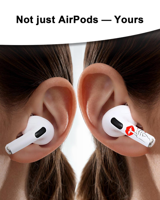 RockMax for AirPods 4 Skin,Red Lips Sticker for Air Pods 4th Gen, Compatible with AirPod 4 Case 2024, Quiet Gesture Tattoo Wrap, Easy to Identify, Also Fits AirPods 1/2/3, AirPods Pro 1/2/3