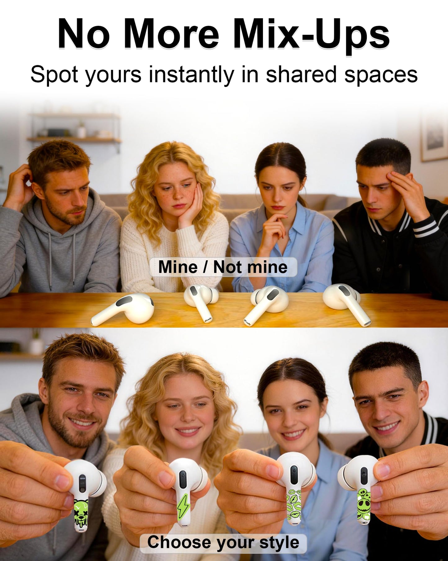 RockMax for AirPod Skins Wraps, Glow in The Dark Stickers for Earbuds, Luminous Bear Wrap Decals for AirPods Pro 3/Pro 2/Pro, Gen 1/2/3/4, Long-Lasting, Easy Identify, Gift for Boy and Girl