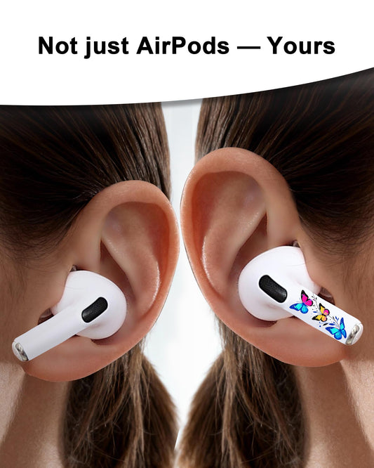 RockMax for AirPods 4 Skin Wraps, Helps Avoid Mix-Ups, Universal Fit for AirPods Pro 3/2/1 and Gen 1/2/3/4, Butterfly Sticker Cover, Gift for Women and Teens