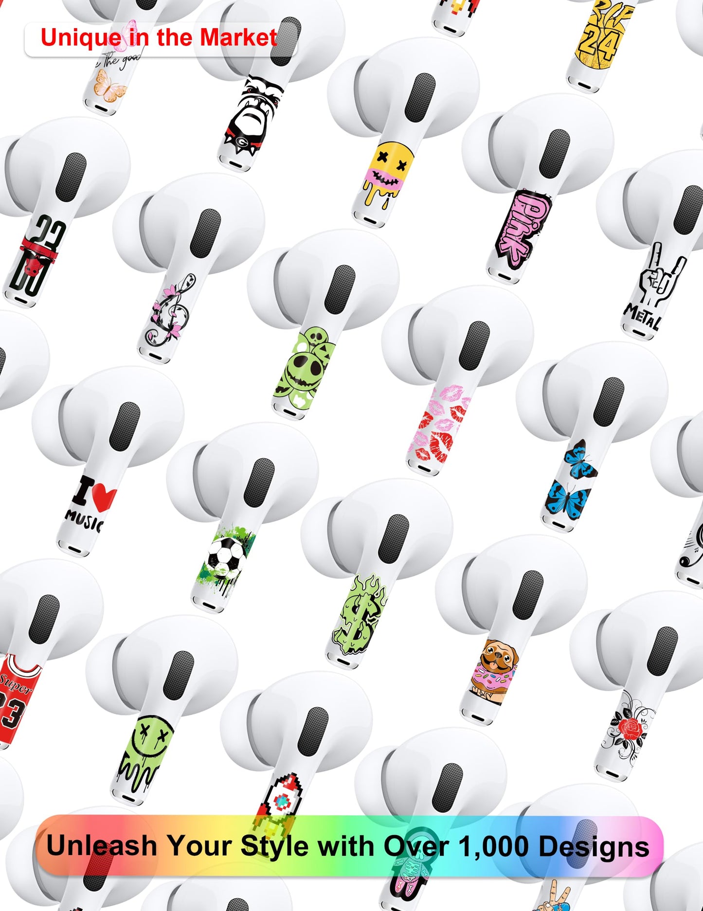 RockMax for AirPods 3rd Generation Sticker, Emoticon Decal Skin for 3rd Gen AirPods, Smiling Wrap Tattoos, Long-Lasting, Easy to Apply, Present for Women and Men
