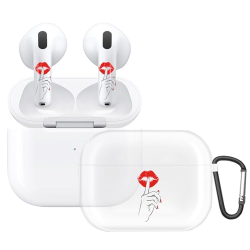 RockMax for AirPods 4 Case Cover Red Lips, Cute Sticker and AirPods Cover Set, Fun Air Pods 4 Case with Keychain, Clear AirPods 4th Generation Case for Women, MagSafe Compatible