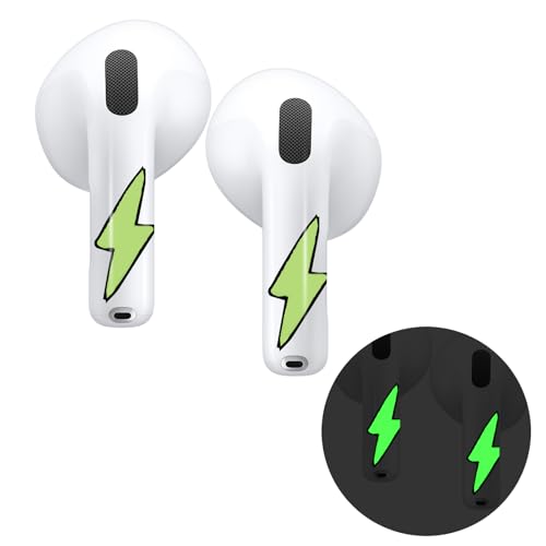 RockMax for AirPods 4 Skin, Glow-in-The-Dark Bolt Design Sticker Wrap for AirPods 4th Gen, Compatible with AirPod 4 Case, Fun Gift for Boys and Girls, Easy to Install