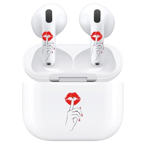 RockMax for AirPods 4 Skin Set, Fashion Red Lips AirPod Skins for AirPods 4th Gen Charging Case, Trendy Sticker Gifts for Boys and Girls, Easy to Apply