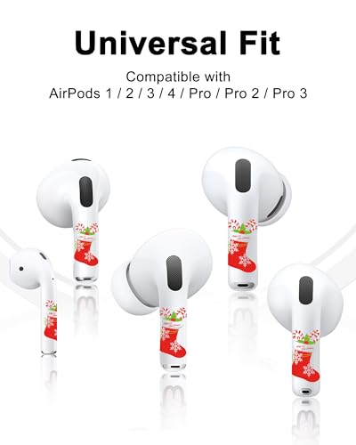 RockMax AirPod Skins, Universal Fit for AirPods Pro 1/2/3 & AirPods 1/2/3/4, Christmas Stockings Sticker Wrap, Charging Case Friendly, Gift Idea for Grandkids