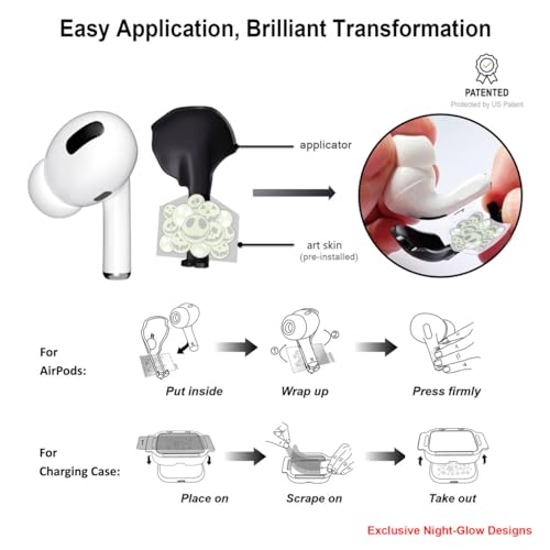 RockMax Glow-in-The-Dark AirPod 4 Skin, Custom Butterfly Wrap Sticker for Air Pods 4 Charging Case, Easy to Apply, Fun and Stylish AirPods 4 Accessories for Girls & Women
