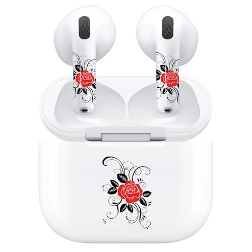 RockMax for AirPods 4 Skin Set, Fashion Rose AirPod Skins for AirPods 4th Gen Charging Case, Trendy Sticker Gifts for Boys and Girls, Easy to Apply