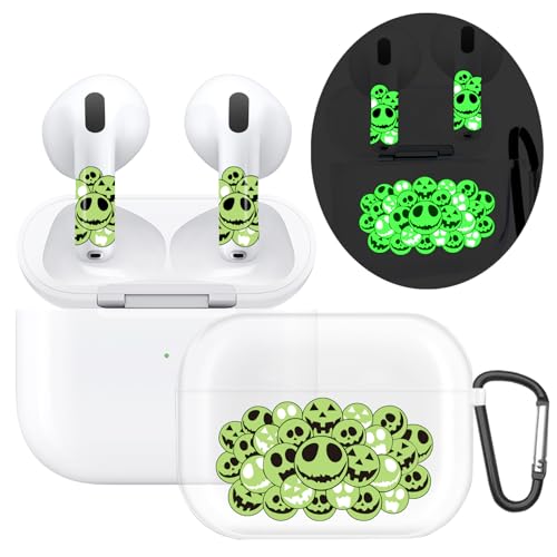 RockMax Glow-in-The-Dark AirPods 4 Case 2024, Spooky Air Pod 4 Case Skin Set, Unique Light-Up Funda para AirPods 4, Cool AirPod Cover with Keychain, Effortless MagSafe