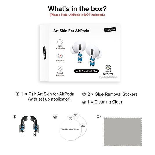 RockMax for AirPods Skin, Eiffel Tower Decal Stickers for Air Pods Pro, Black Wrap Tattoos for AirPods 2nd Generation, Waterproof, No Bubble, Ideal Gift for Kids and Adults