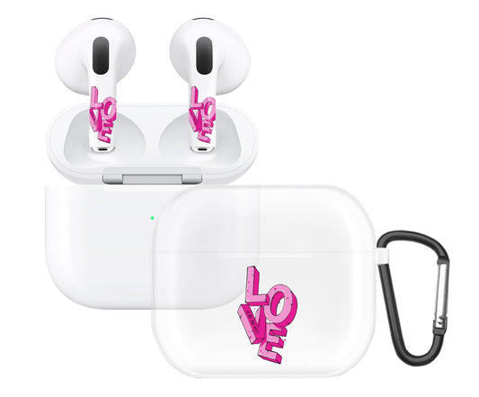 RockMax for AirPod 3rd Generation Case Cute, Clear Case with Black Keychain and Stylish Decal Stickers, Love Skin Wrap, Easy to Apply, for Teens and Women