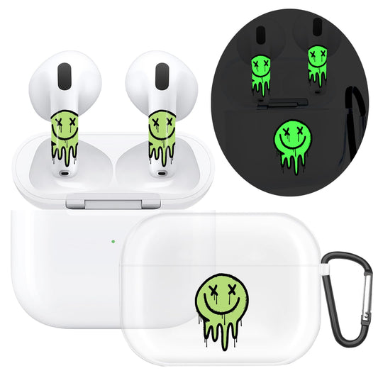 RockMax Glow-in-The-Dark AirPods 4 Case 2024, Death Smile Air Pod 4 Case Skin Set, Unique Light-Up Funda para AirPods 4, Cool AirPod Cover with Keychain, Effortless MagSafe