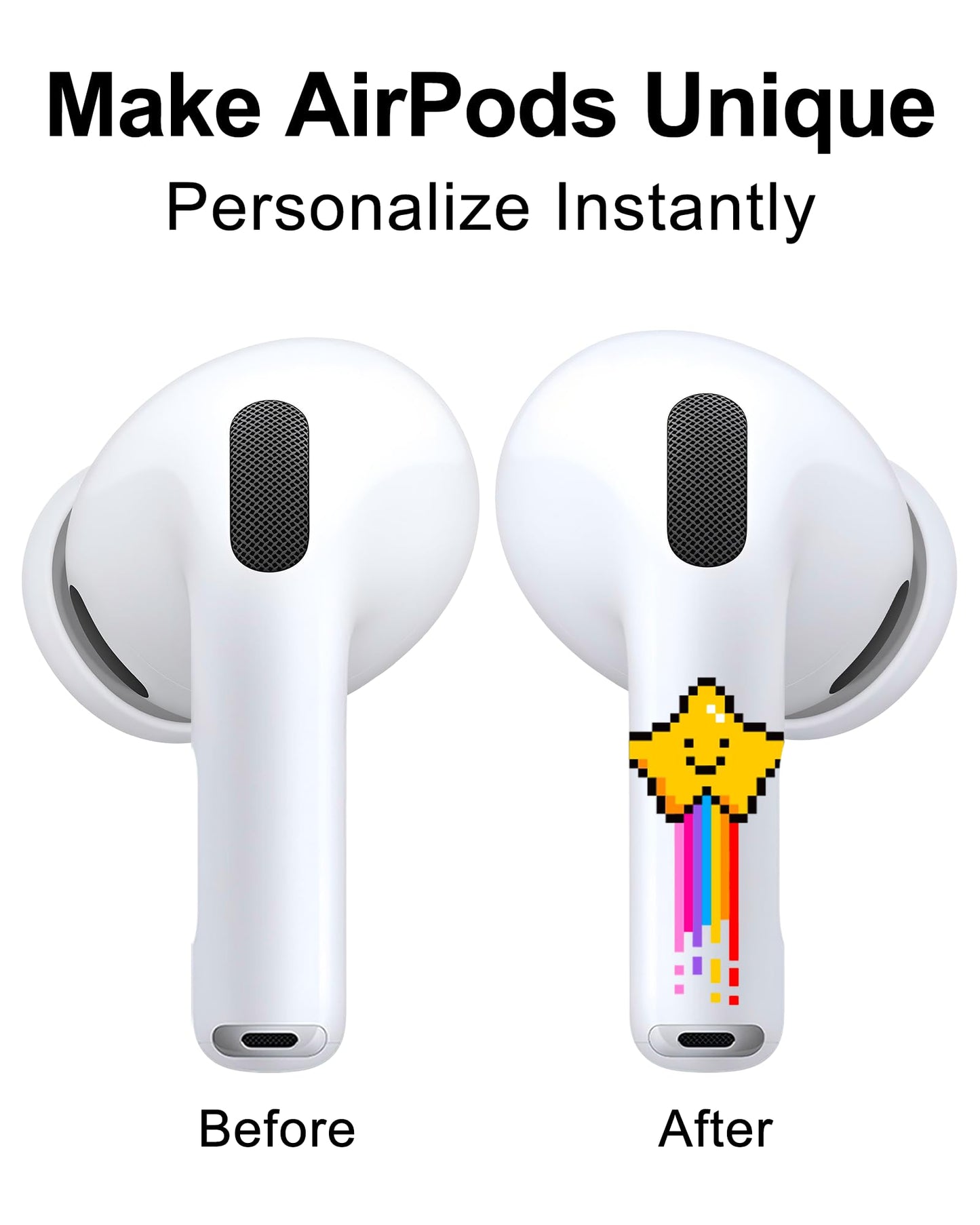 RockMax for AirPods Pro 2 Skin Cover, Distinguish Your AirPods, Universal Fit for AirPods Pro 3/2/1 and Gen 1/2/3/4, Star Sticker, Fun Gift for Boys and Girls