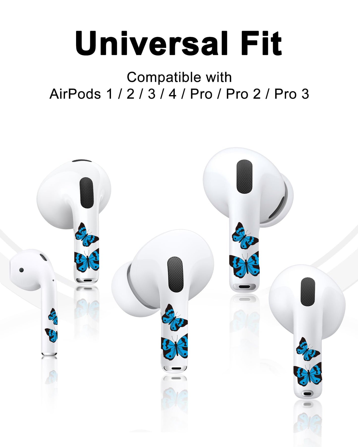 RockMax for AirPods 4 Skin, Cute Decal Sticker for Air Pods 4th Gen, Compatible with Butterfly AirPod Case 2024, Durable Tattoo Wrap, Easy to Identify, Also Fits AirPods Pro 1/2/3, AirPods 1/2/3