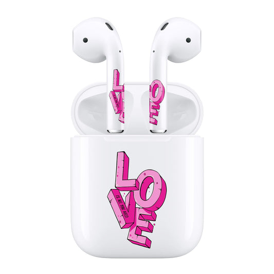 RockMax for AirPods 2nd Generation Skin, Pink Love Vinyl Decal Stickers for AirPods 2 and Charging Case, Easy to Apply Wrap, Gift for Teens and Women