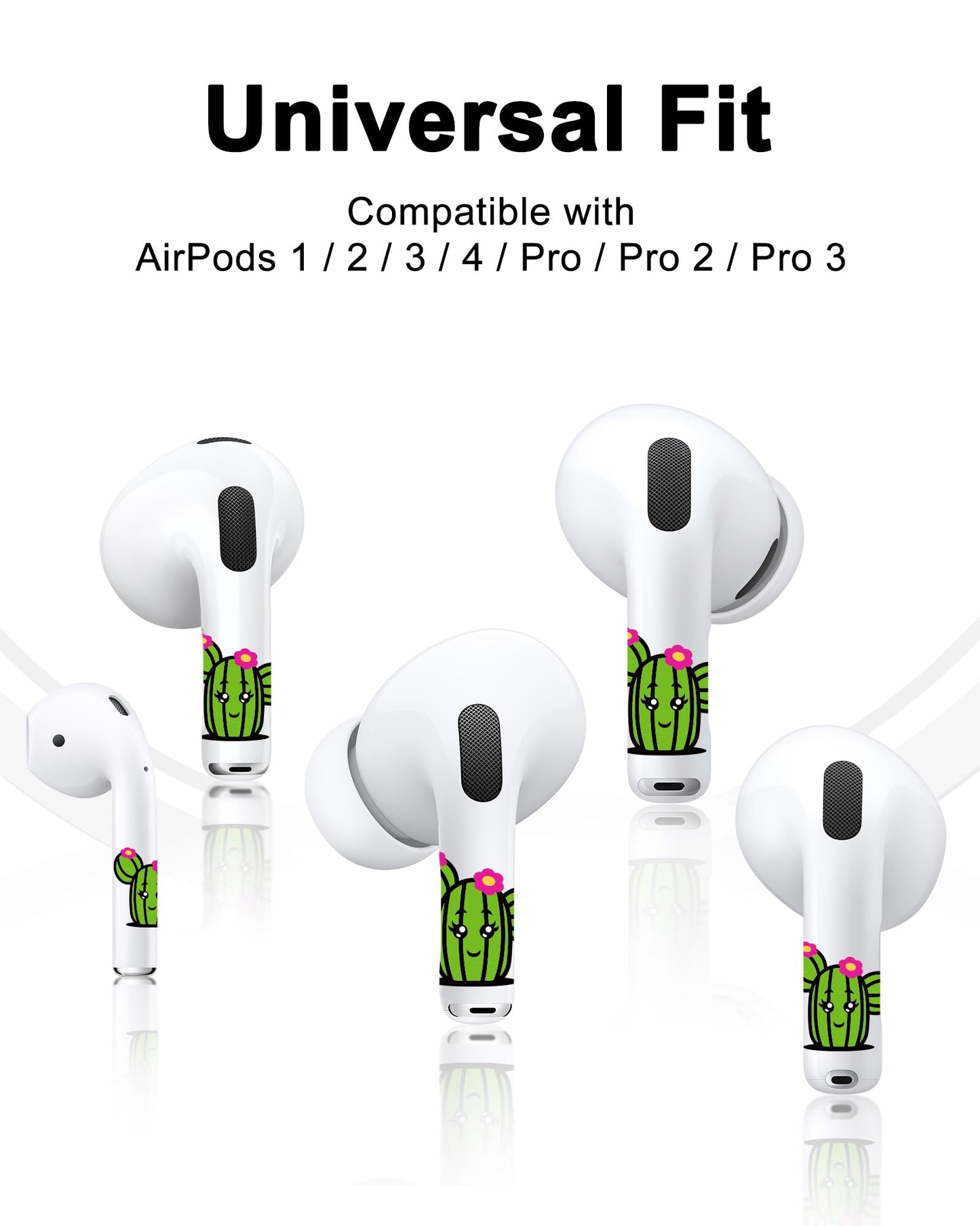 RockMax Universal Skin Wrap for AirPods, Easy to Identify, Cute Cactus Sticker Cover, Fit for AirPods Pro 3/2/1 and Gen 1/2/3/4, Fun Gift for Birthday