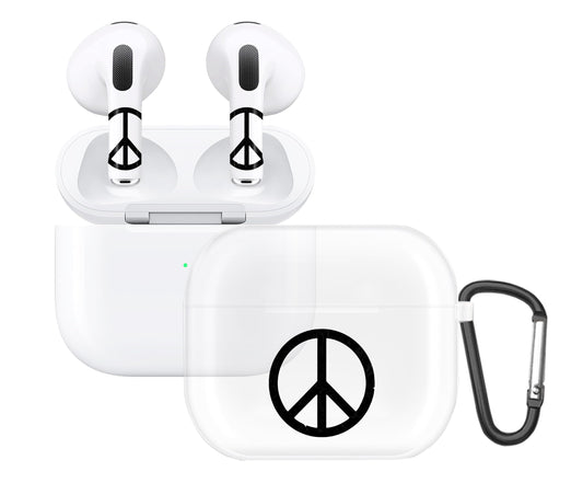 RockMax for AirPod 3rd Generation Case Cute, Clear Case with Black Keychain and Stylish Decal Stickers, Peace Sign Skin Wrap, Easy to Apply, for Teens and Women