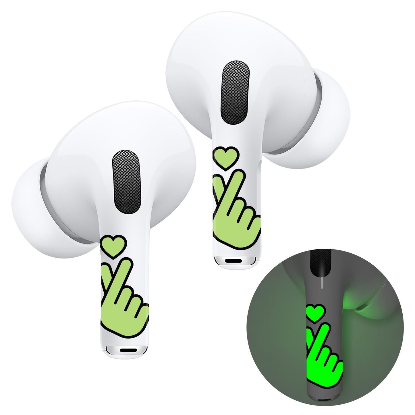RockMax Glowing Heart Skin for AirPods, Easy to Identify, Universal Sticker Wraps for AirPods Pro 3/2/1 and Gen 1/2/3/4, Cute Earbud Accessories
