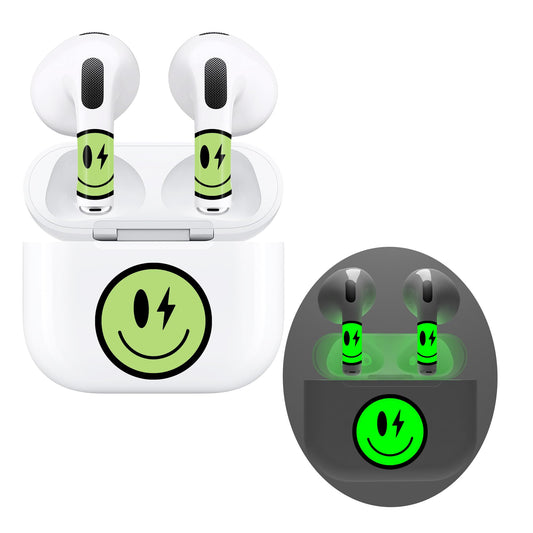 RockMax for AirPod Skins, Glow in The Dark Stickers for AirPods 3 and Charging Case, Luminous Smiling Vinyl Tattoo Wraps, Easy to Apply, Ideal Gift for Parties and Holidays