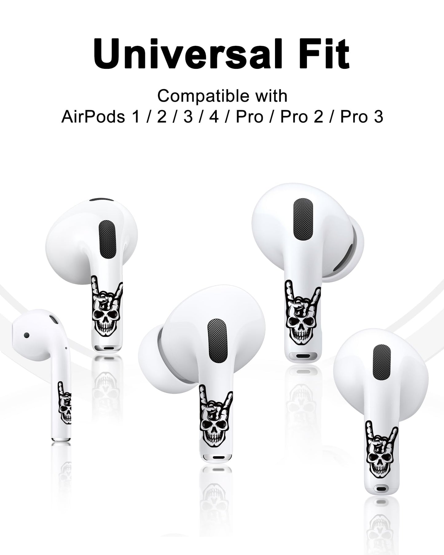 RockMax Universal Stickers for AirPod, No More Mix-Ups, for AirPods Pro 3/2/1 and Gen 1/2/3/4, Black Rock Skin Cover, Custom Gift for Women and Teens