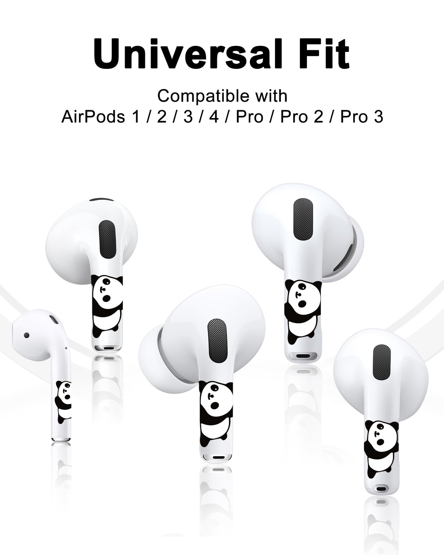 RockMax for Universal AirPod Skin, Quickly Recognizable, for AirPods Pro 3/2/1 and Gen 1/2/3/4, Panda Sticker Cover, for Women and Teens