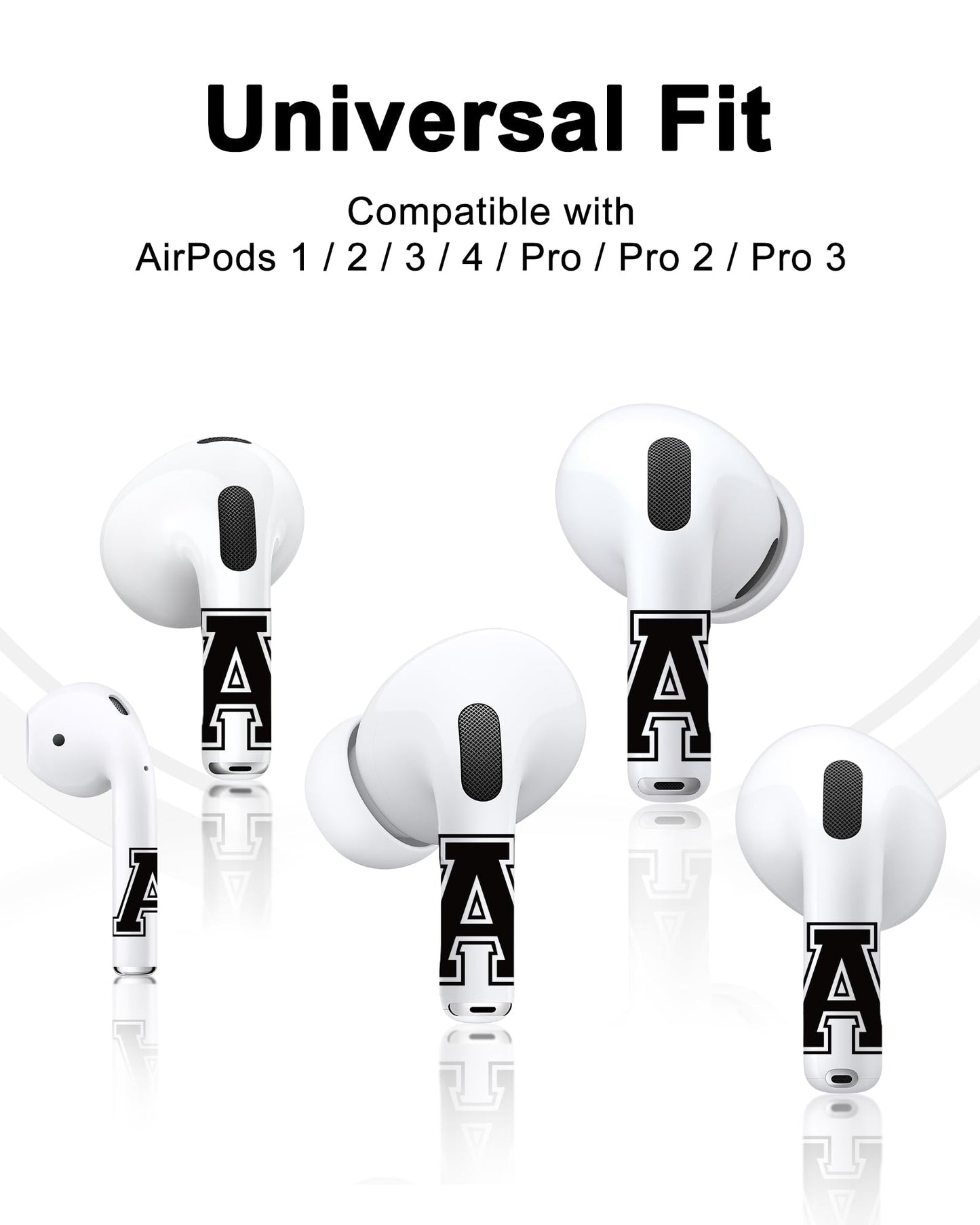 RockMax for AirPod Stickers, No More Mix-Ups, Universal Fit for AirPods Pro 3/2/1 and Gen 1/2/3/4, Letter A Skin Cover, Custom Gift for Women and Teens
