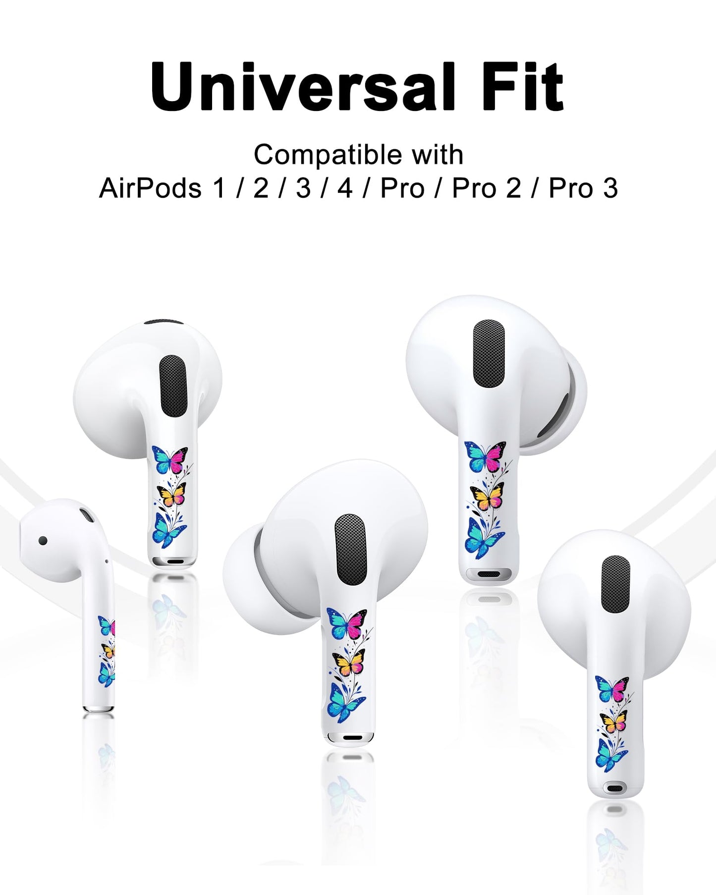 RockMax for AirPods 4 Skin Wraps, Helps Avoid Mix-Ups, Universal Fit for AirPods Pro 3/2/1 and Gen 1/2/3/4, Butterfly Sticker Cover, Gift for Women and Teens