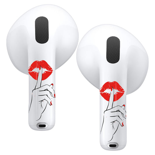 RockMax for AirPods 4 Skin，Red Lips Sticker for Air Pods 4th Gen, Compatible with AirPod 4 Case 2024, Quiet Gesture Tattoo Wrap, Easy to Apply