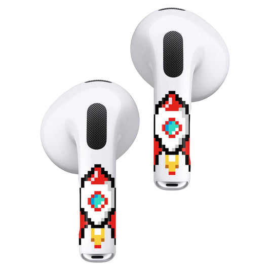 RockMax for AirPods 3rd Generation Skins, Rocket Baseball Decal Stickers for Earbuds 3, Red Wrap Design, Easy Installation, for Teenagers and Families
