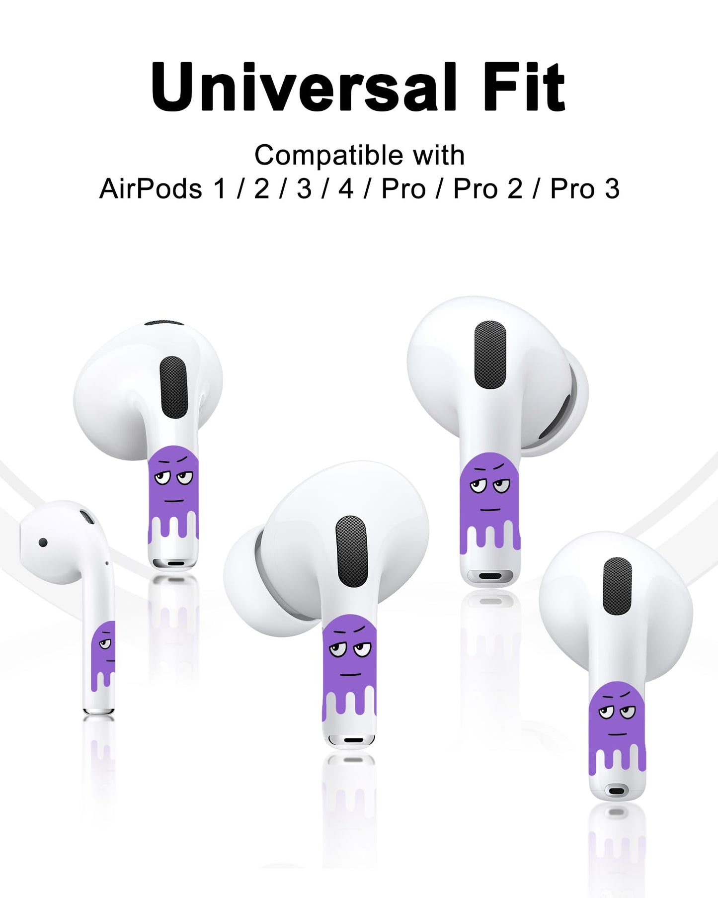 RockMax for AirPods Sticker Skin, Easy to Identify, Universal Fit for AirPods Pro 3/2/1 and Gen 1/2/3/4, Purple Wrap Cover, for Teens and Adults