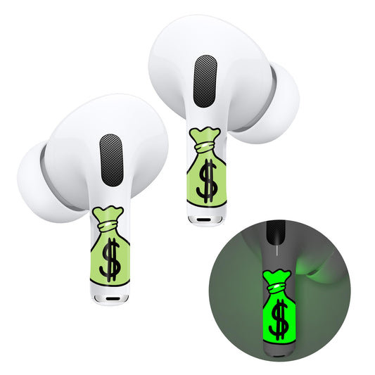RockMax for AirPod Pro 3 Skins, Glow in The Dark Decal Stickers, DIY Dollar Tattoos for AirPods Pro 2nd Generation, Easy to Identify, Compatible with AirPods Pro 1/2/3 & AirPod 1/2/3/4(Universal Fit)