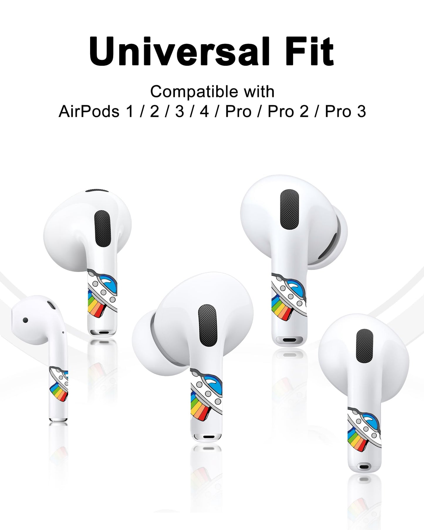 RockMax for AirPods Pro 2 Skin Cover, Distinguish Your AirPods, Universal Fit for AirPods Pro 3/2/1 and Gen 1/2/3/4, UFO Sticker, Fun Gift for Boys and Girls