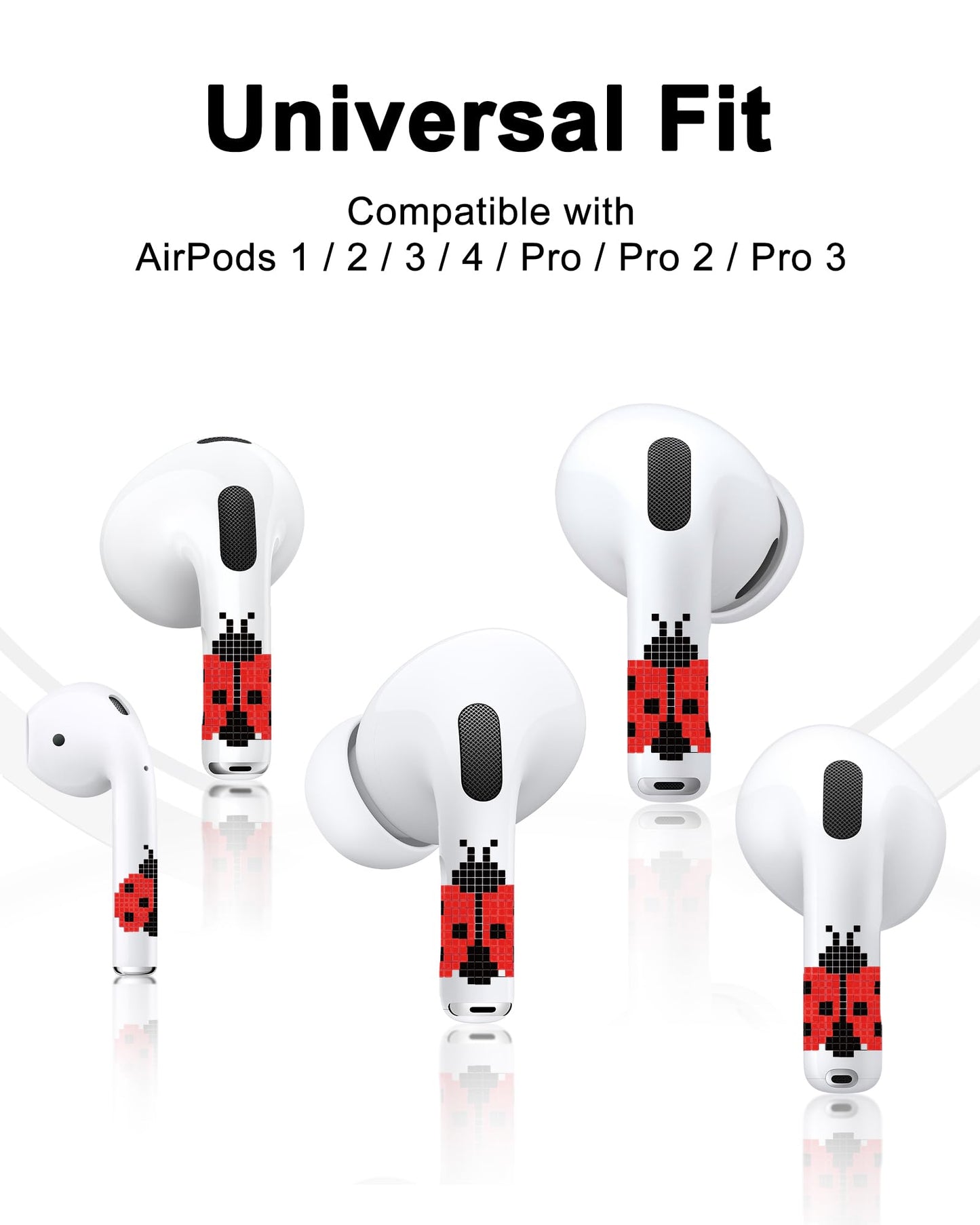 RockMax for AirPods 4 Skin Wraps, Helps Avoid Mix-Ups, Universal Fit for AirPods Pro 3/2/1 and Gen 1/2/3/4, Ladybug Sticker Cover, Gift for Women and Teens