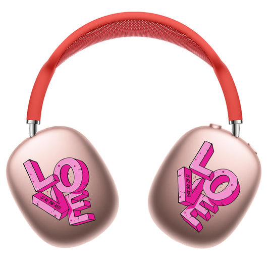 ROCKMAX Pink Sticker Accessories for AirPods Max, Love Decal Skin for Headphones, Stylish Accessories Gift for Women and Girls, Compatible to Transparent AirPods Max Case Cover, with Cleaning Kit